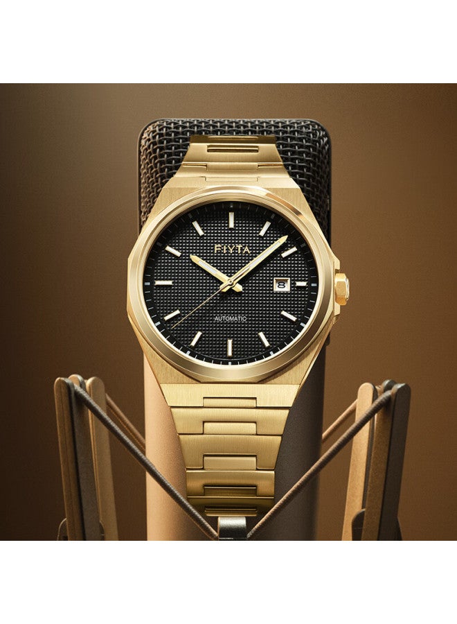 Fiyta Classic Series "golden Era" Themed Black And Gold Color Scheme Retro Mechanical Men's Watch, Holiday Gift For Me - Image 3