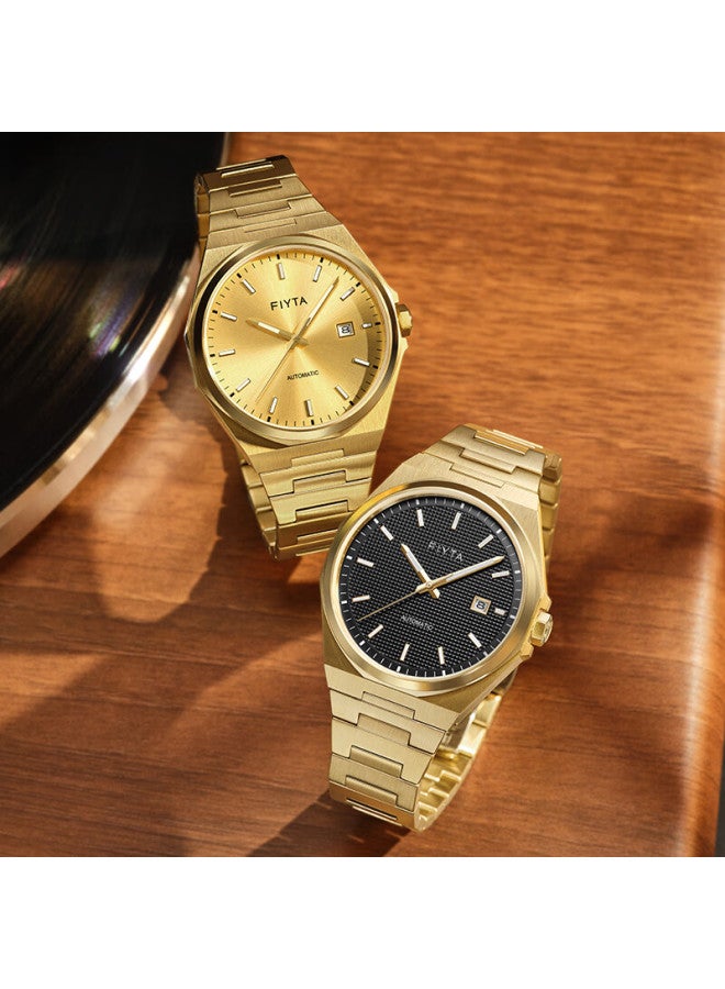 Fiyta Classic Series "golden Era" Themed Black And Gold Color Scheme Retro Mechanical Men's Watch, Holiday Gift For Me - Image 5