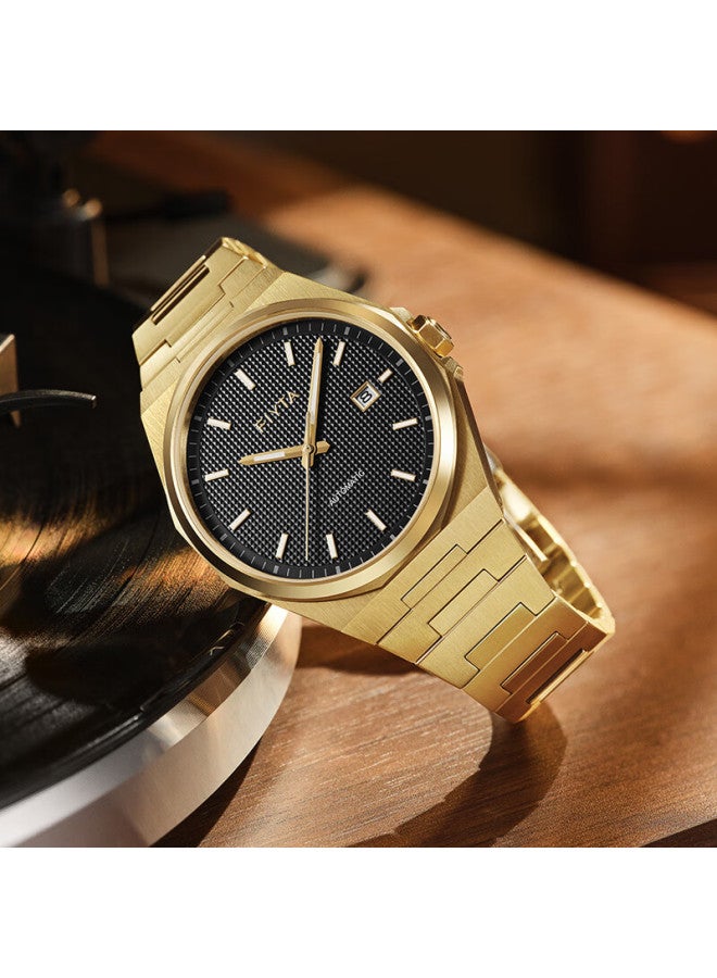 Fiyta Classic Series "golden Era" Themed Black And Gold Color Scheme Retro Mechanical Men's Watch, Holiday Gift For Me - Image 4