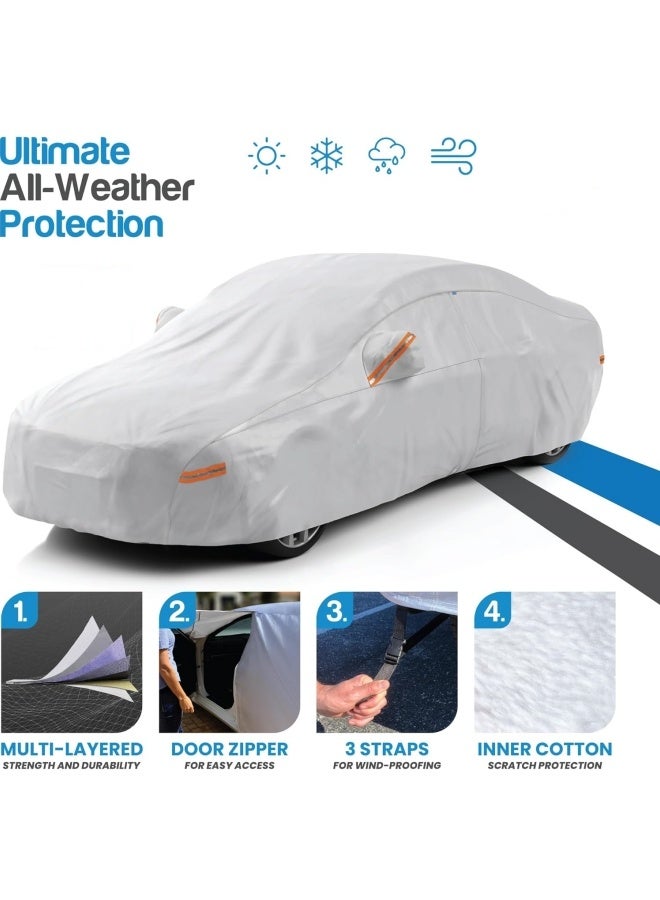 غطاء السيارة المقاوم للماء للطقس كافة، أغطية السيارات وأغطية الثلج للسيارات - أغطية كاملة للهيكل الخارجي - SUV وسيدان ضد المطر والشمس في الشتاء - Image 2