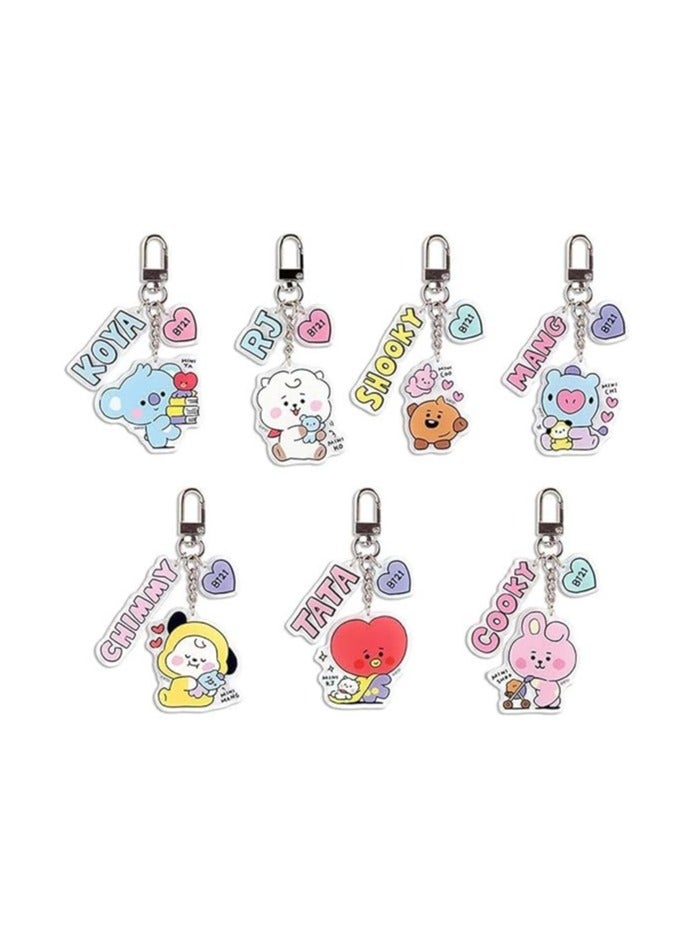 general 7Pcs Bangtan Boy Keychain Jungkook RM Suga Jin V Jimin J-Hope, Wings Keychain, Ladies Bag Charm Keychain Gift A.R.M.Y - Image 1