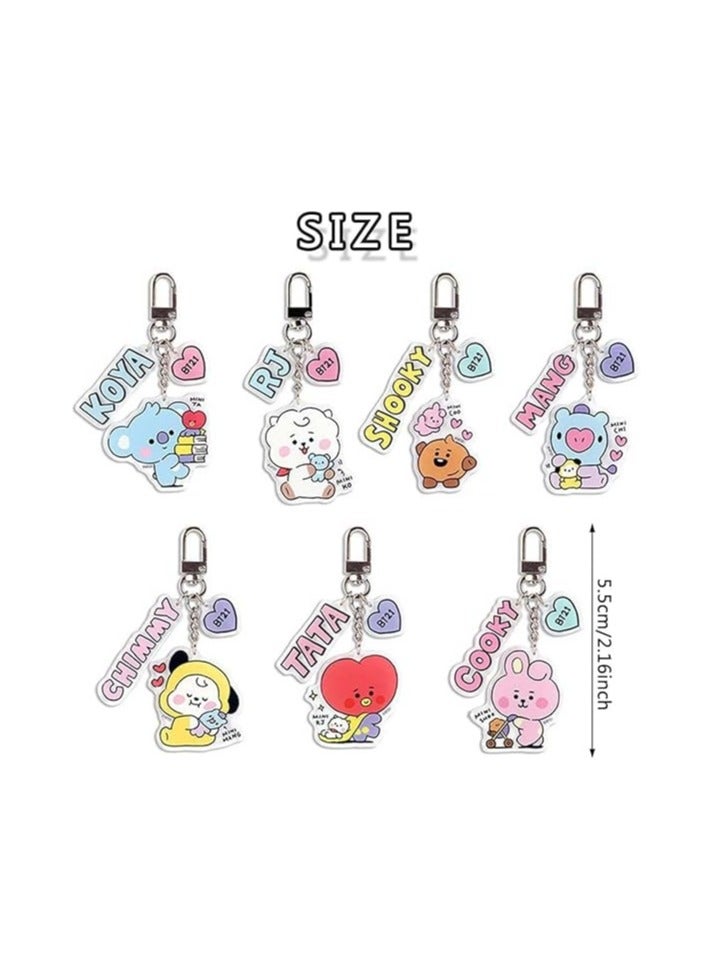 general 7Pcs Bangtan Boy Keychain Jungkook RM Suga Jin V Jimin J-Hope, Wings Keychain, Ladies Bag Charm Keychain Gift A.R.M.Y - Image 2