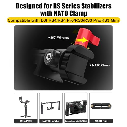 HAFOKO Aluminum Alloy Phone Tripod Mount with Cold Shoe Mount NATO Clamp Compatible with DJI RS5RS4RS4 ProRS3RS3 ProRS3 Mini Gimbal Stabilizer - Image 3