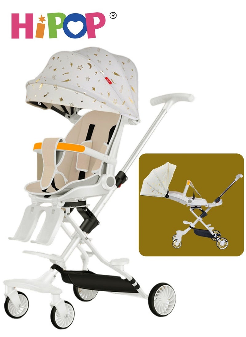 HIPOP 2 In 1 Strollers for Infant and Kids,Two Ways Rotating Seat,Sturdy and Lightweight Design,with Pedals and Sun Canopy,One Step Folding Baby Stroller  - Image 1