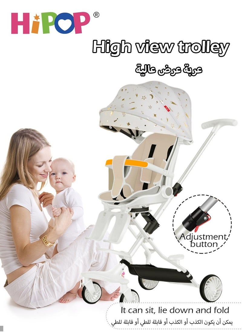 HIPOP 2 In 1 Strollers for Infant and Kids,Two Ways Rotating Seat,Sturdy and Lightweight Design,with Pedals and Sun Canopy,One Step Folding Baby Stroller  - Image 2