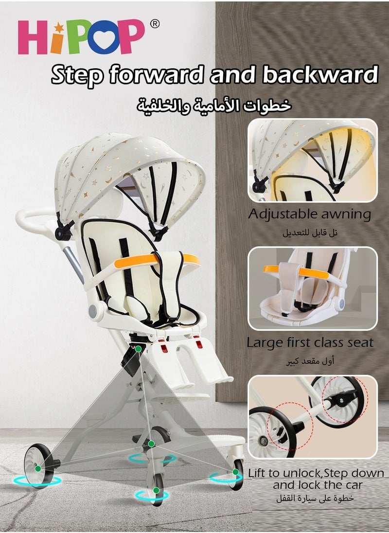 HIPOP 2 In 1 Strollers for Infant and Kids,Two Ways Rotating Seat,Sturdy and Lightweight Design,with Pedals and Sun Canopy,One Step Folding Baby Stroller  - Image 4