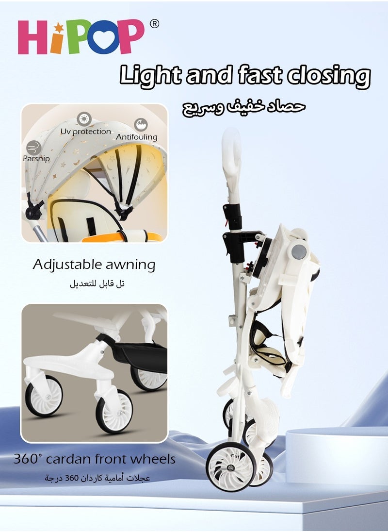 HIPOP 2 In 1 Strollers for Infant and Kids,Two Ways Rotating Seat,Sturdy and Lightweight Design,with Pedals and Sun Canopy,One Step Folding Baby Stroller  - Image 5