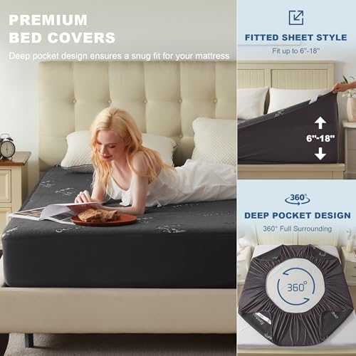 BEDLORE حامي مرتبة مضاد للماء بحجم كوين من BEDLORE، غطاء مرتبة ناعم مزود بجيب عميق 6"-18"، قابل للتنفس وبارد وصامت، قابل للغسل في الغسالة (رمادي) - Image 4