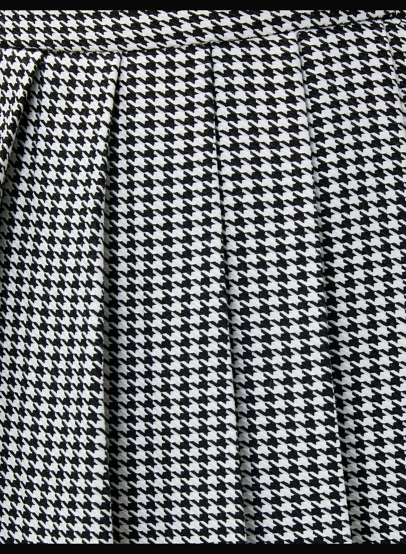 KOTON Pleated Mini Skirt Contrast Detail Belted