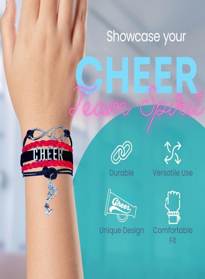 Sportybella - Cheerleader Bracelet Red and Black - Cheerleading Jewelry, Giftable Accessories for Cheer Dancers, Adjustable Charm Bracelet - Image 2