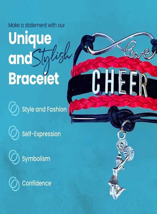 Sportybella - Cheerleader Bracelet Red and Black - Cheerleading Jewelry, Giftable Accessories for Cheer Dancers, Adjustable Charm Bracelet - Image 3
