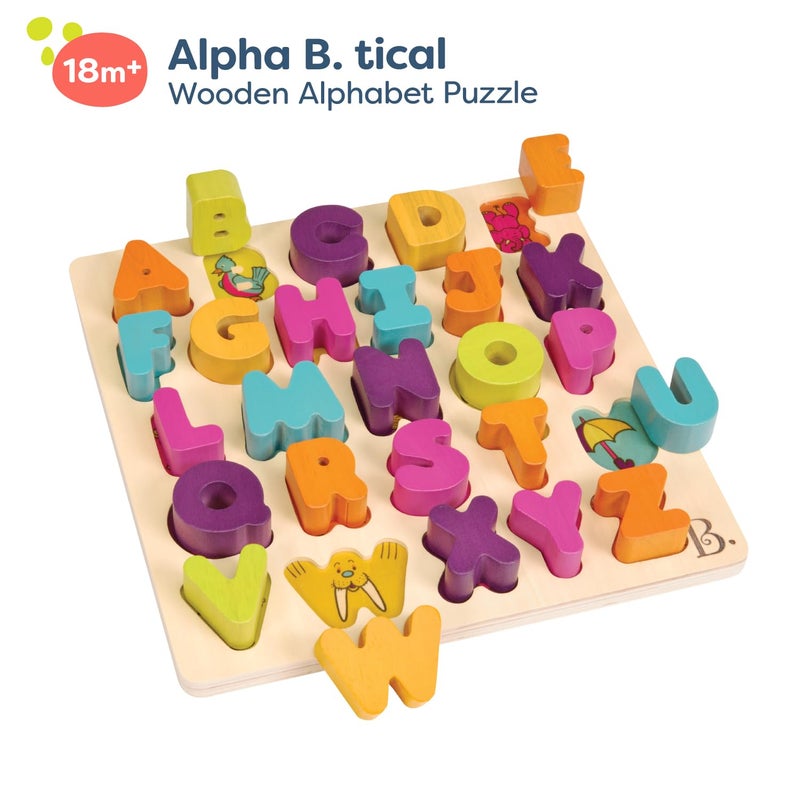 B. toys â€“ Alpha B. Tical â€“ Wooden Alphabet Puzzle â€“ 26 Letter Pieces â€“ Chunky Wooden Puzzle â€“ Educational Toys for Toddlers, Kids â€“ 18+ Months - Image 2