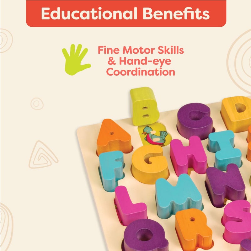 B. toys â€“ Alpha B. Tical â€“ Wooden Alphabet Puzzle â€“ 26 Letter Pieces â€“ Chunky Wooden Puzzle â€“ Educational Toys for Toddlers, Kids â€“ 18+ Months - Image 3