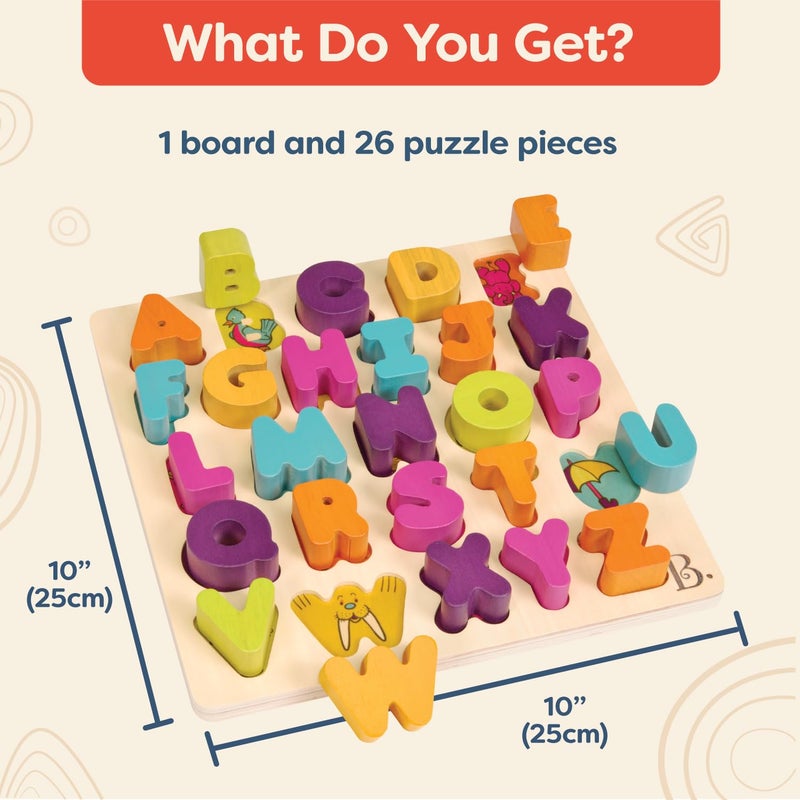 B. toys â€“ Alpha B. Tical â€“ Wooden Alphabet Puzzle â€“ 26 Letter Pieces â€“ Chunky Wooden Puzzle â€“ Educational Toys for Toddlers, Kids â€“ 18+ Months - Image 5