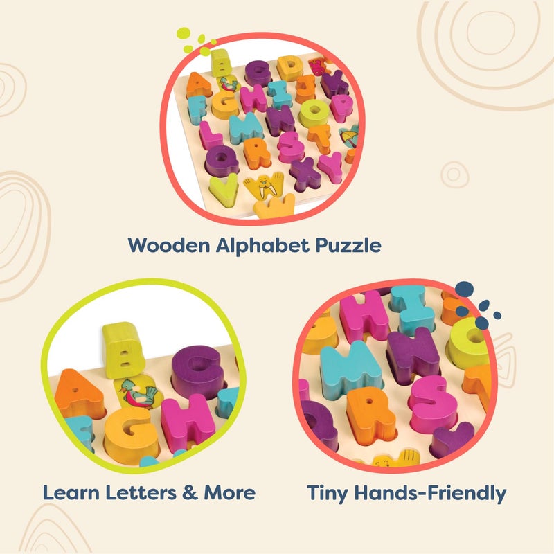 B. toys â€“ Alpha B. Tical â€“ Wooden Alphabet Puzzle â€“ 26 Letter Pieces â€“ Chunky Wooden Puzzle â€“ Educational Toys for Toddlers, Kids â€“ 18+ Months - Image 4