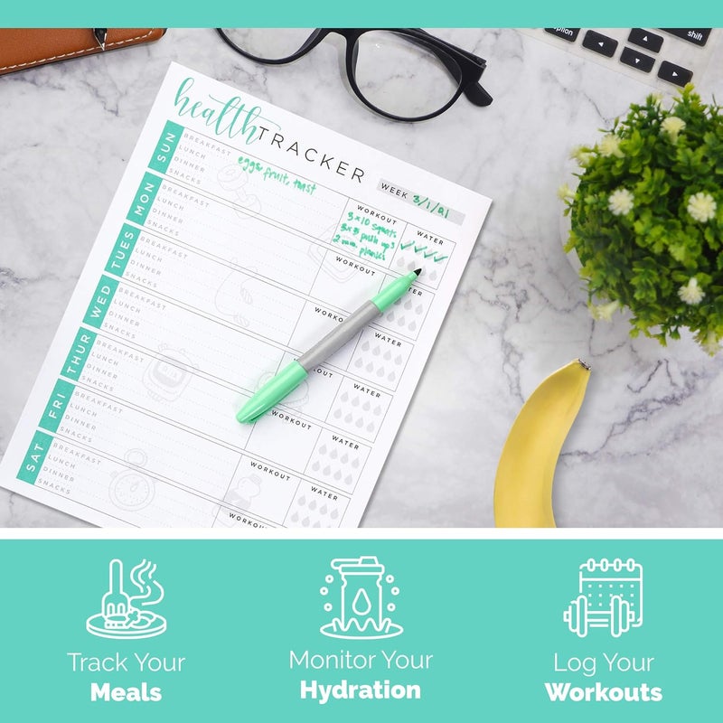 Tiny Expressions Food and Fitness Journal Notepad with 55 TearOff Pages 85 x 11 Health and Wellness Tracker for Diet Exercise and Weight Loss Daily Weekly Planner Pad for Men Women - Image 3