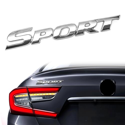 ZOKYUYS 1PCS 3D Sport Sticker Trunk Side Fender Rear Tailgate Car Exterior Decoration Accessoriesilgate Ersonalise 3D Metal Auto Badge Stickers for All Car Truck SUV Silver - Image 1