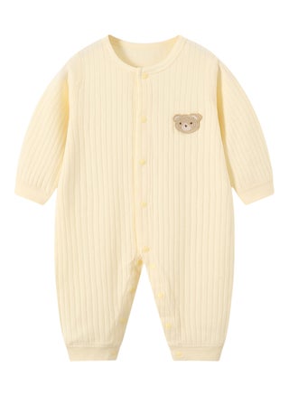 SQ Kids Baby Long Sleeve Romper - 100% Cotton Jacquard Knit, Full Front Snap, Embroidered Bear, Soft & Breathable - For 3-18 Months - pzsku/Z1F5D35E7C47E3C6257A4Z/45/1744621439/34afd335-c245-417a-90c5-2d67a0dc4a7a