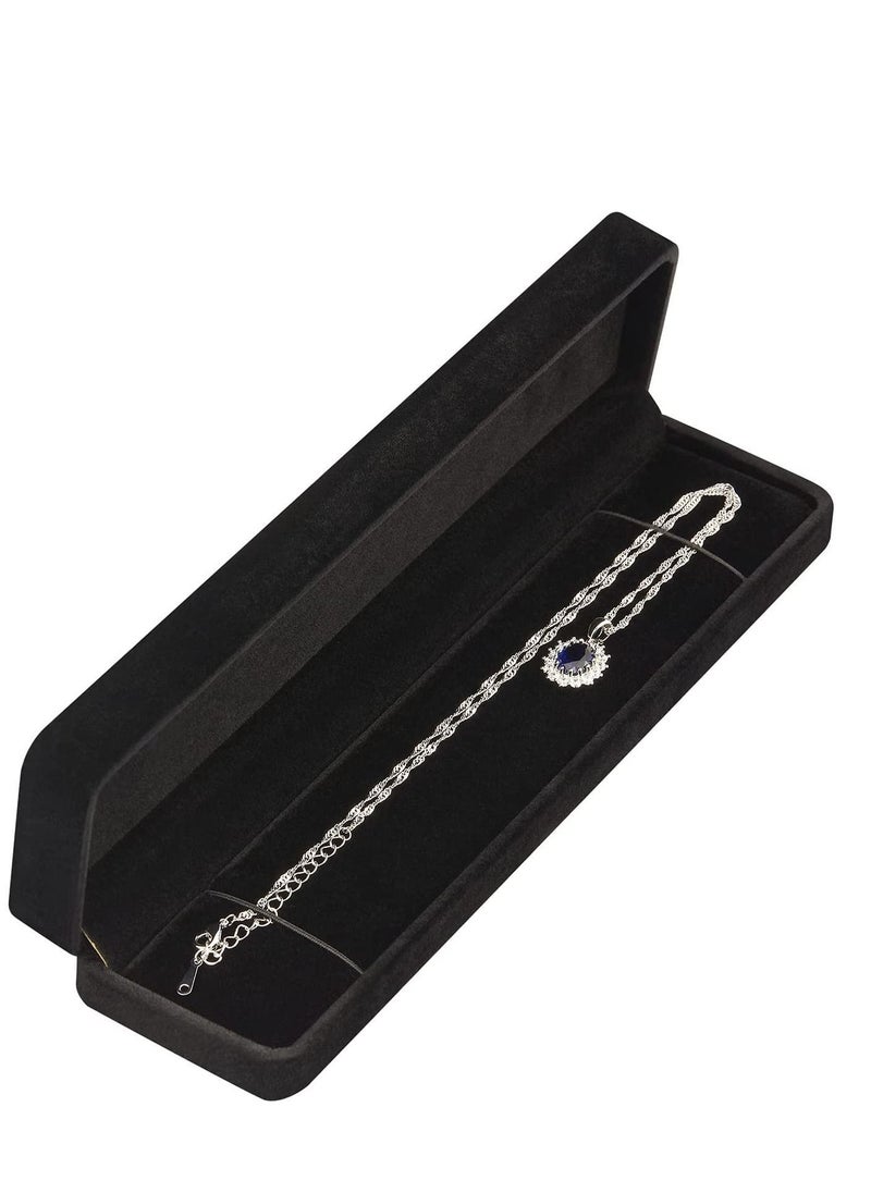 Y&D - Long Velvet Jewelry Chain Necklace Gift Box Set, Bracelet Storage Case, Display for Wedding, Engagement, Proposal, Birthday and Anniversary 1 Piece (Black) - Image 1