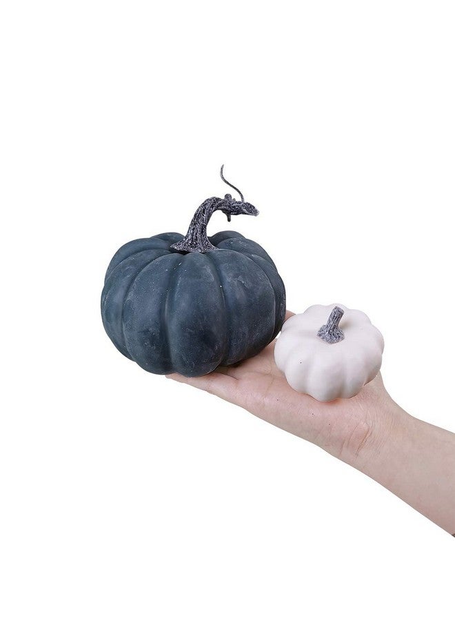 Winlyn 24 Pcs Bulk Assorted Rustic Harvest Artificial Pumpkins Foam Pumpkin in White Orange Green Teal for Fall Autumn Halloween Decoration Thanksgiving Party Home Kitchen Decor Baby Shower Wedding - Image 3