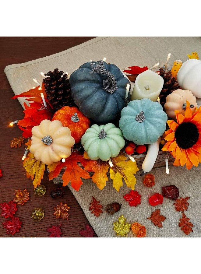 Winlyn 24 Pcs Bulk Assorted Rustic Harvest Artificial Pumpkins Foam Pumpkin in White Orange Green Teal for Fall Autumn Halloween Decoration Thanksgiving Party Home Kitchen Decor Baby Shower Wedding - Image 5