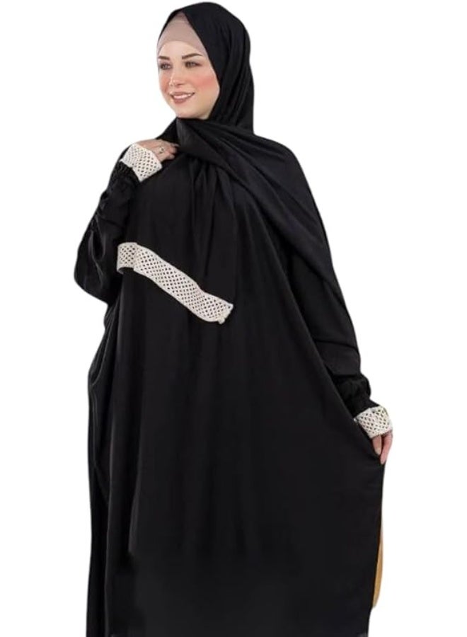 Viscose Prayer Dress with Attached Long Headscarf – High-Quality Cotton Fabric, Loose Fit for Prayer, Receiving Guests & Versatile Use - Image 1