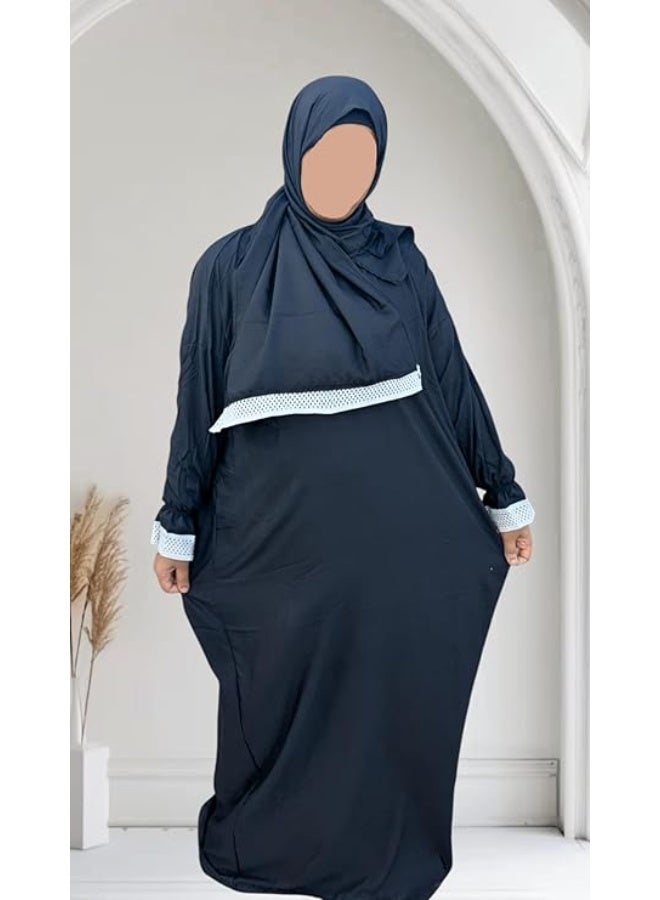Viscose Prayer Dress with Attached Long Headscarf – High-Quality Cotton Fabric, Loose Fit for Prayer, Receiving Guests & Versatile Use - Image 3