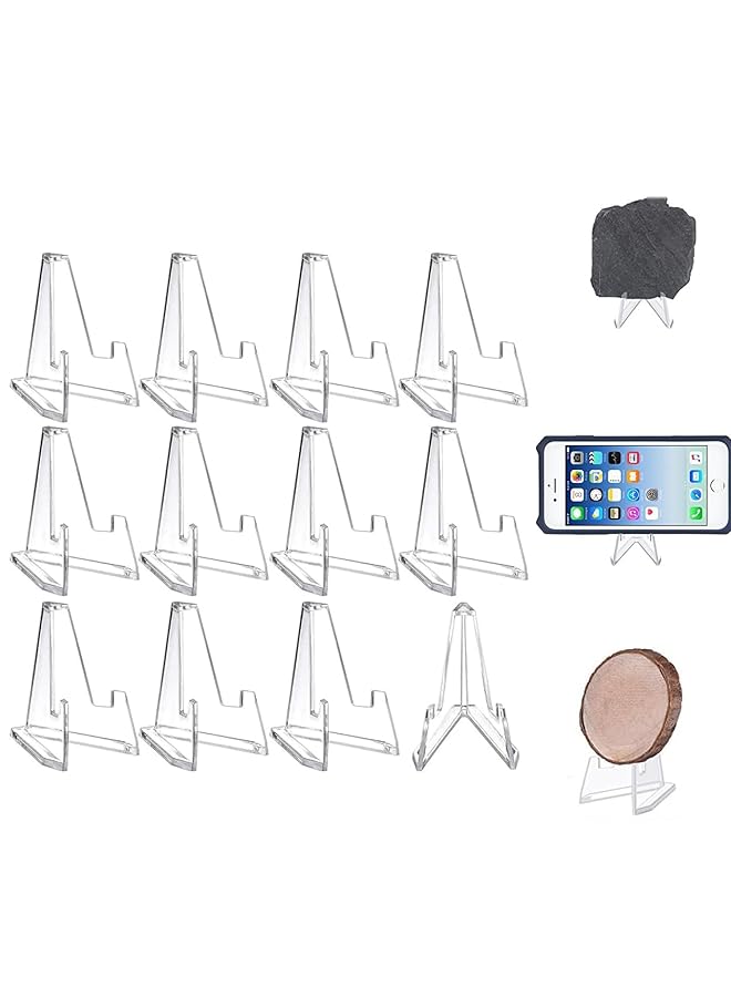 erorex Acrylic Easel Stand Mini Clear Acrylic Easel Display Stands 12Pcs Sports Card Stands 2.24 Inch Coins Display Easels Stand Medals Pockets Watches Holders Badge Show Stand Exhibit