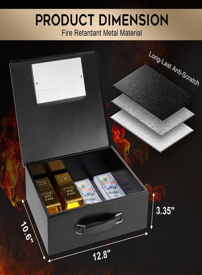 Dalmbox Portable Metal Safe Box with Digital Code Lock,Fire Resistant Storage for Documents, Fireproof Safe Box, Car, Home, Office and Outside, Black Box,Large - Image 2