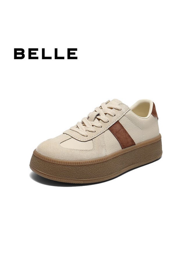 Belle Chestnut Pastry Retro Thick Sole Height Increasing Derby Shoes Women Color Block Casual Shoes Jd002cm5 Brown 40 - Image 1