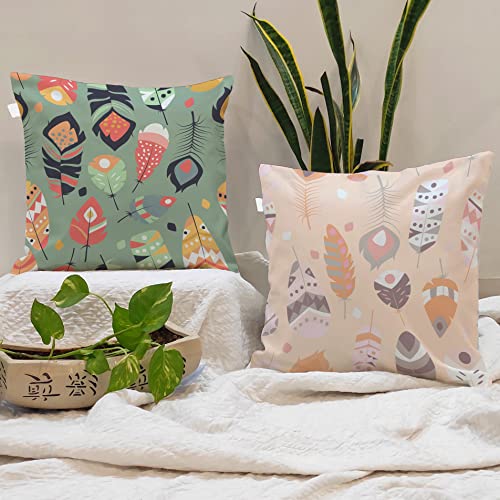 Brick Home Leaf Printed Poly Cotton 200 TC Cushion Covers, Set of 2 (24 X 24 Inches) Multicolor - Image 1