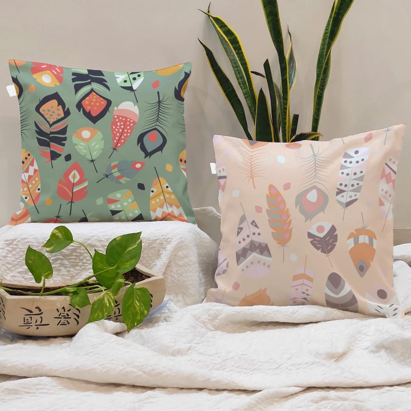 Brick Home Leaf Printed Poly Cotton 200 TC Cushion Covers, Set of 2 (24 X 24 Inches) Multicolor - Image 5