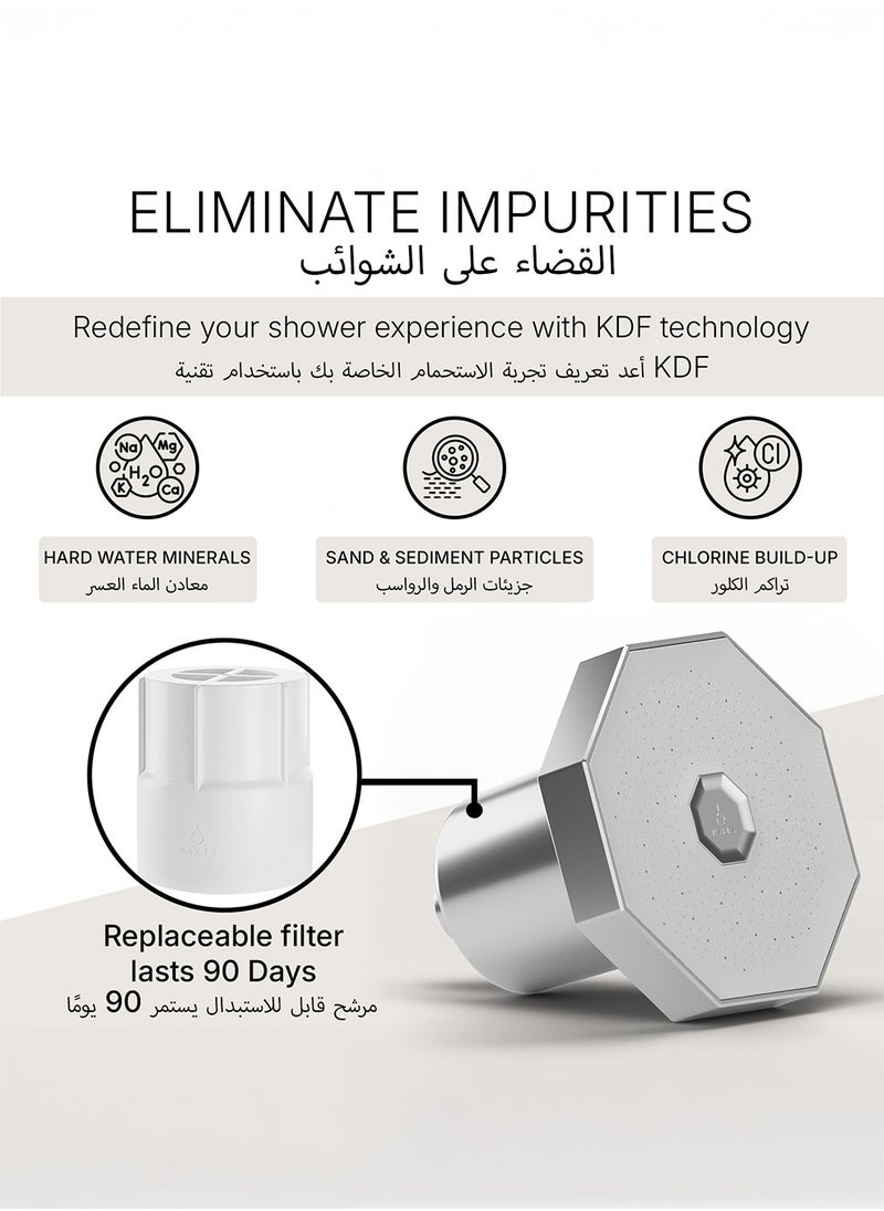 Nayra Skin co Nayra Premium Shower Head with High Pressure & Filter – Removes 98% Chlorine, Heavy Metals & Impurities, Hydrates Skin & Hair, Universal Fit, High Pressure, Ideal for Sensitive Skin  - Image 2