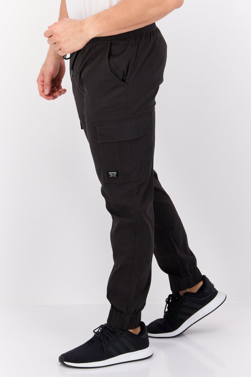 Company Eighty One Men Regular Fit Drawstring Textured Cargo Pants, Charcoal - Image 2