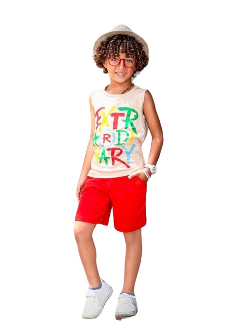 Generic - Boys summer cotton 3-piece set (T-shirt - tank top - shorts) For clubs, training, and quick outings - Image 1