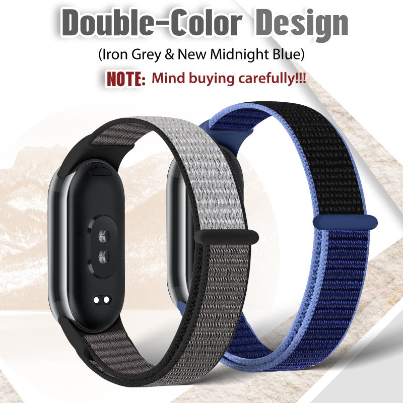 Bcuckood Nylon Sport Band Compatible with Xiaomi Smart Band 9/Xiaomi Smart Band 8 for Women Men, Soft Adjustable Breathable Sport Loop Watch Strap Replacement Wristband for Xiaomi Mi Band 9/8, 3pcs - Image 2