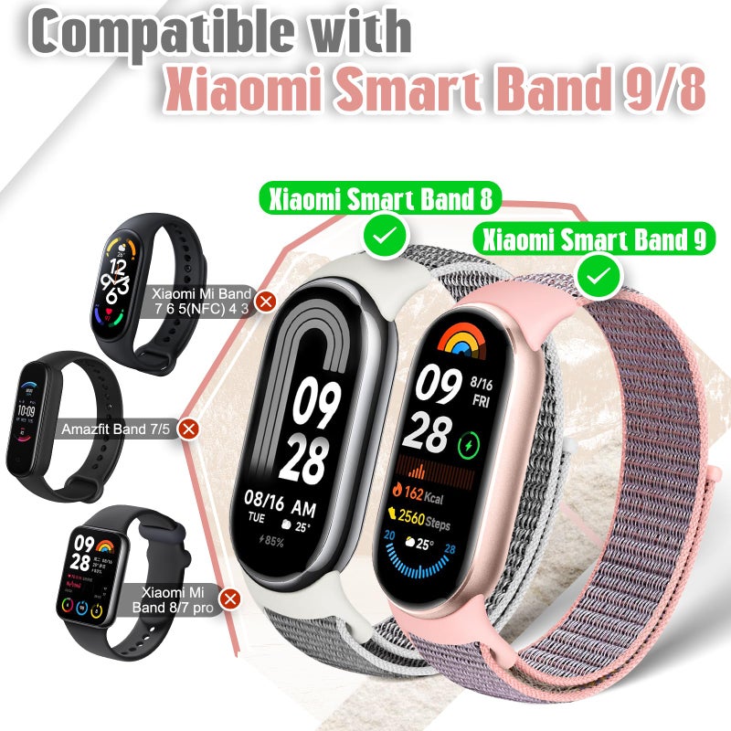 Bcuckood Nylon Sport Band Compatible with Xiaomi Smart Band 9/Xiaomi Smart Band 8 for Women Men, Soft Adjustable Breathable Sport Loop Watch Strap Replacement Wristband for Xiaomi Mi Band 9/8, 3pcs - Image 4