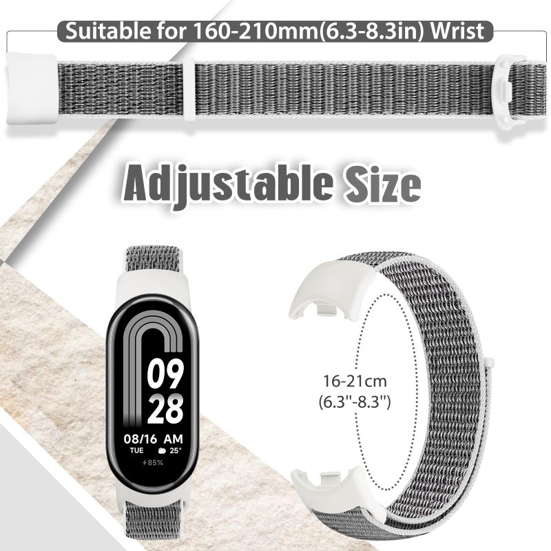 Bcuckood Nylon Sport Band Compatible with Xiaomi Smart Band 9/Xiaomi Smart Band 8 for Women Men, Soft Adjustable Breathable Sport Loop Watch Strap Replacement Wristband for Xiaomi Mi Band 9/8, 3pcs - Image 3