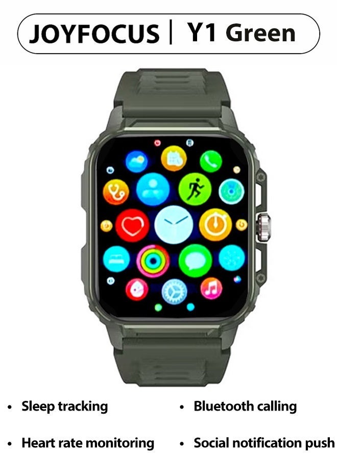 JOYFOCUS Y1 Smartwatch Low-Power Sports Watch Health Monitoring, Sleep Tracking, Bluetooth Calls, Social Notifications-Green - Image 1