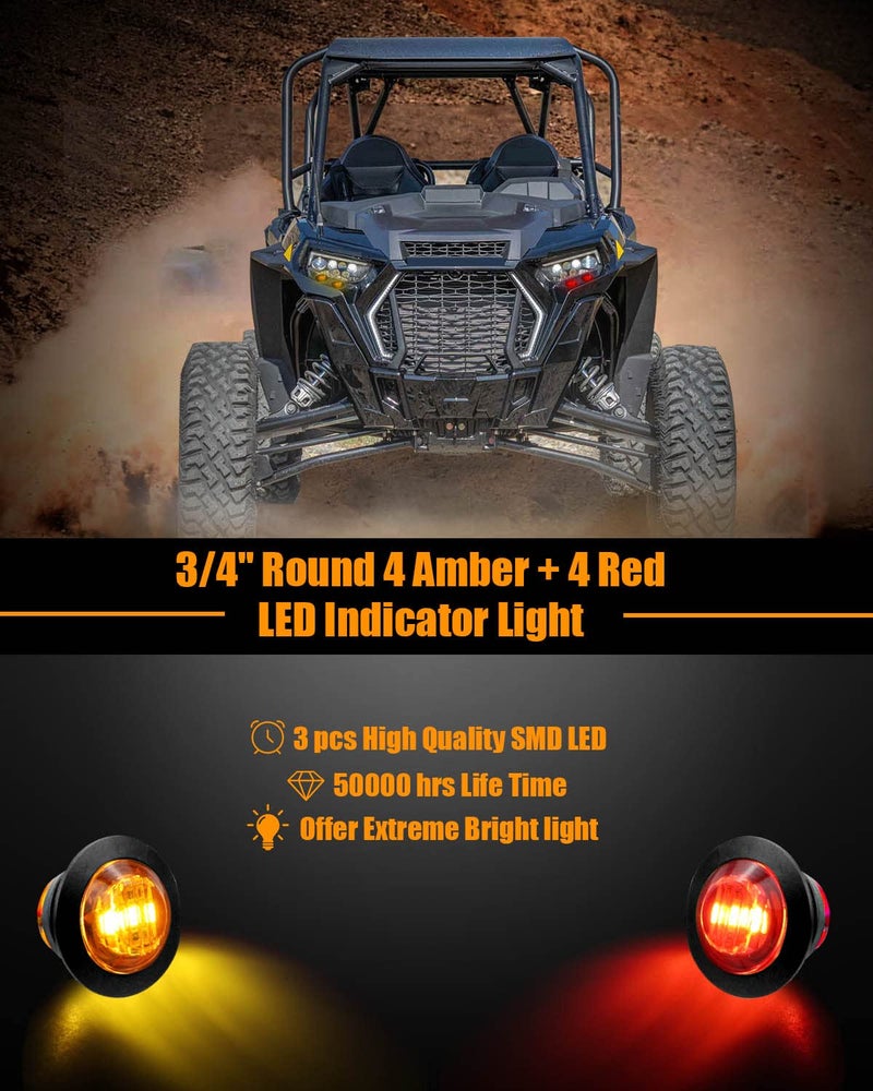 TIKSCIENCE Universal Rocker Switch Turn Signals Street Legal Kit Fit for ATV UTV Polaris Ranger RZR, Kit Including Wiring Harness with Flasher Relay, Vertical and Horizontal Non-Backlit Green - Image 2