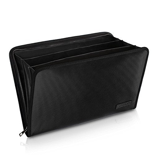 ENGPOW Expanding File Folder Important Document Organizer Fireproof & Waterproof Document Bag with A4 Size 3 Pockets Zipper Closure Non-Itchy Silicone Coated Portable Filing Wallet Pouch(14.3inx9.8inx1.6in) - Image 1