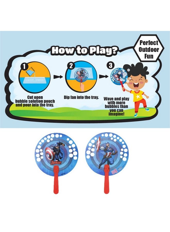 Bubble Magic FanBubs Captain America Theme|Thick Viscous Concentrate Solution Pouches with HandFan|Just Dip,Wave& Play|Bubble Maker|Birthday&Return Gifts for Kids 3y+|Outdoor Indoor Toy|Made in India - Image 3