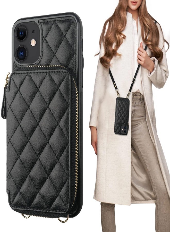 Bocasal Crossbody Wallet Case for iPhone 11, RFID Blocking PU Leather Zipper Handbag Purse Flip Cover, Kickstand Folio Case with Card Slots Holder Wrist Strap Lanyard 6.1 Inch (Black) - Image 1