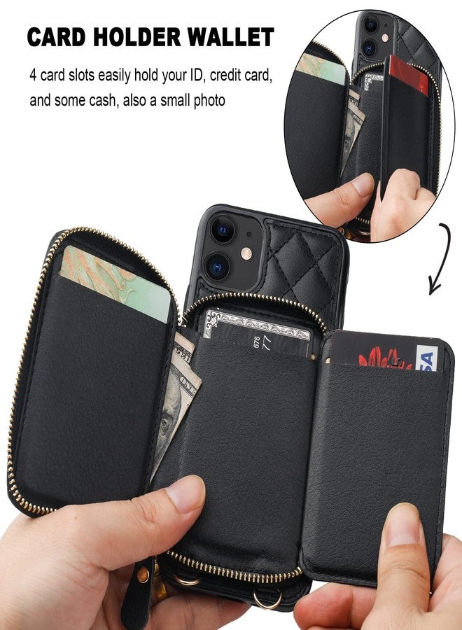 Bocasal Crossbody Wallet Case for iPhone 11, RFID Blocking PU Leather Zipper Handbag Purse Flip Cover, Kickstand Folio Case with Card Slots Holder Wrist Strap Lanyard 6.1 Inch (Black) - Image 4
