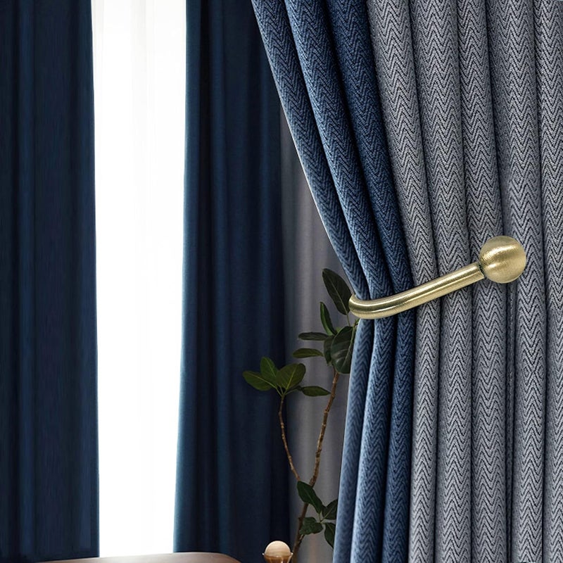 HEMOUR Curtain Holdback, 2 Pcs Wall Mounted Drapery Tiebacks with Screws, Heavy Duty Metal Decorative Window Drapery Holder Curtain Hook, Brass - Image 2