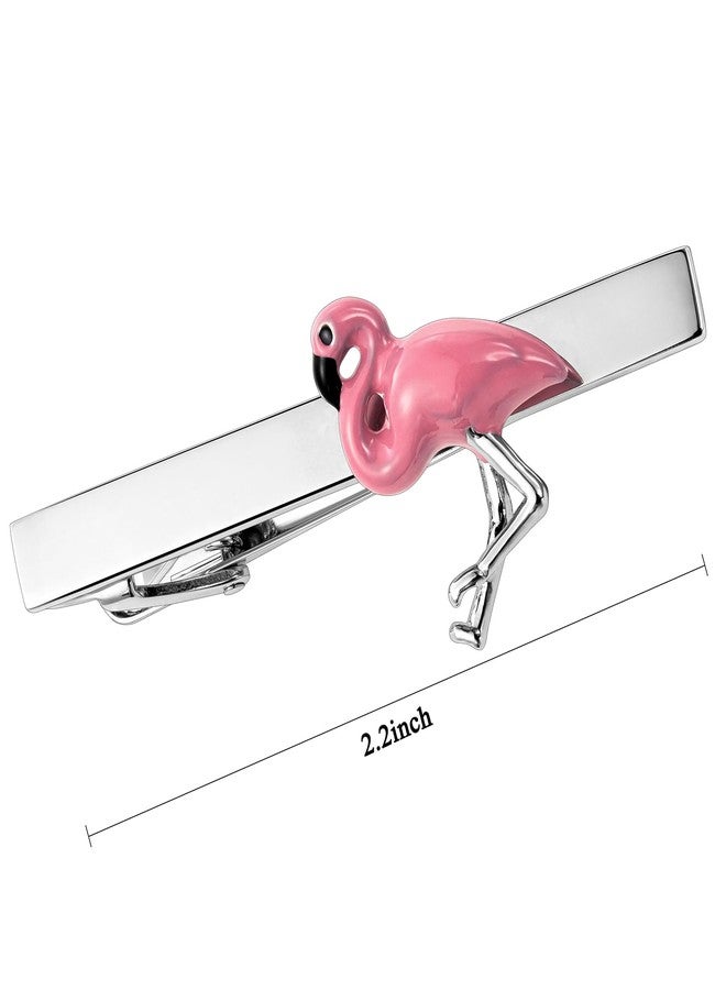 HAWSON 2.2 Inch Men's Tropical Flamingo Tie Clip Silver Tie Bar for Beach Weddings, Resort Parties, Fashion Events Pink Coral Groomsmen Accessories & Luxury Resort Gifts - Image 4