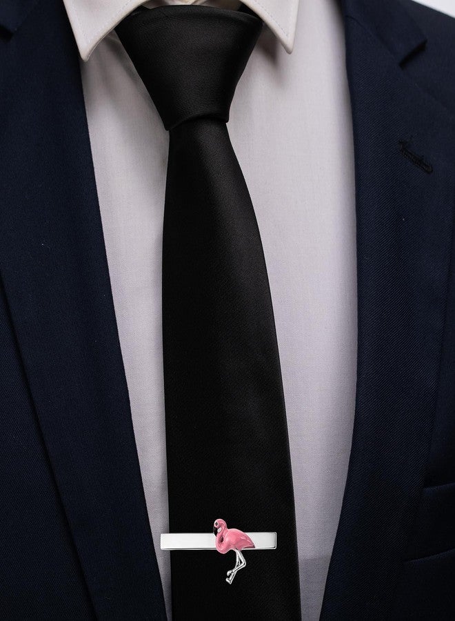 HAWSON 2.2 Inch Men's Tropical Flamingo Tie Clip Silver Tie Bar for Beach Weddings, Resort Parties, Fashion Events Pink Coral Groomsmen Accessories & Luxury Resort Gifts - Image 2