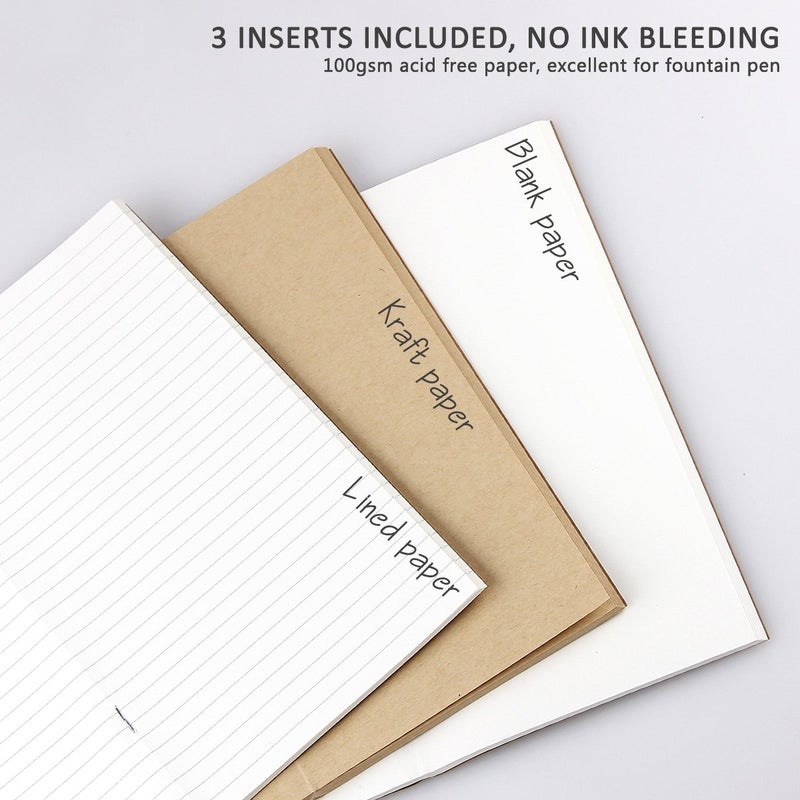 Robrasim Leather Writing Journal Notebook Refillable, Handmade Travelers Notebook for Men & Women, Perfect for Writing, Gifts, Travelers, Standard Size 8.5" x 4.5" Inches - Coffee - Image 4