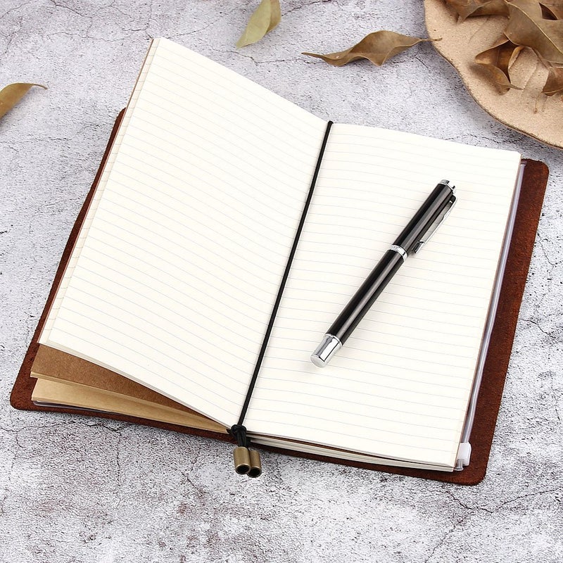 Robrasim Leather Writing Journal Notebook Refillable, Handmade Travelers Notebook for Men & Women, Perfect for Writing, Gifts, Travelers, Standard Size 8.5" x 4.5" Inches - Coffee - Image 5