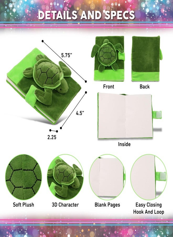 Puzzled DolliBu Sea Turtle Plush Notebook - Sea Turtle Stuffed Animal Girls and Boys Writing Journal, Cute Stationery Notebook, Plush Sea Turtle Notebook Toy with 80 Pages of Writing Journal - 4.5x5.75 Inches - Image 2